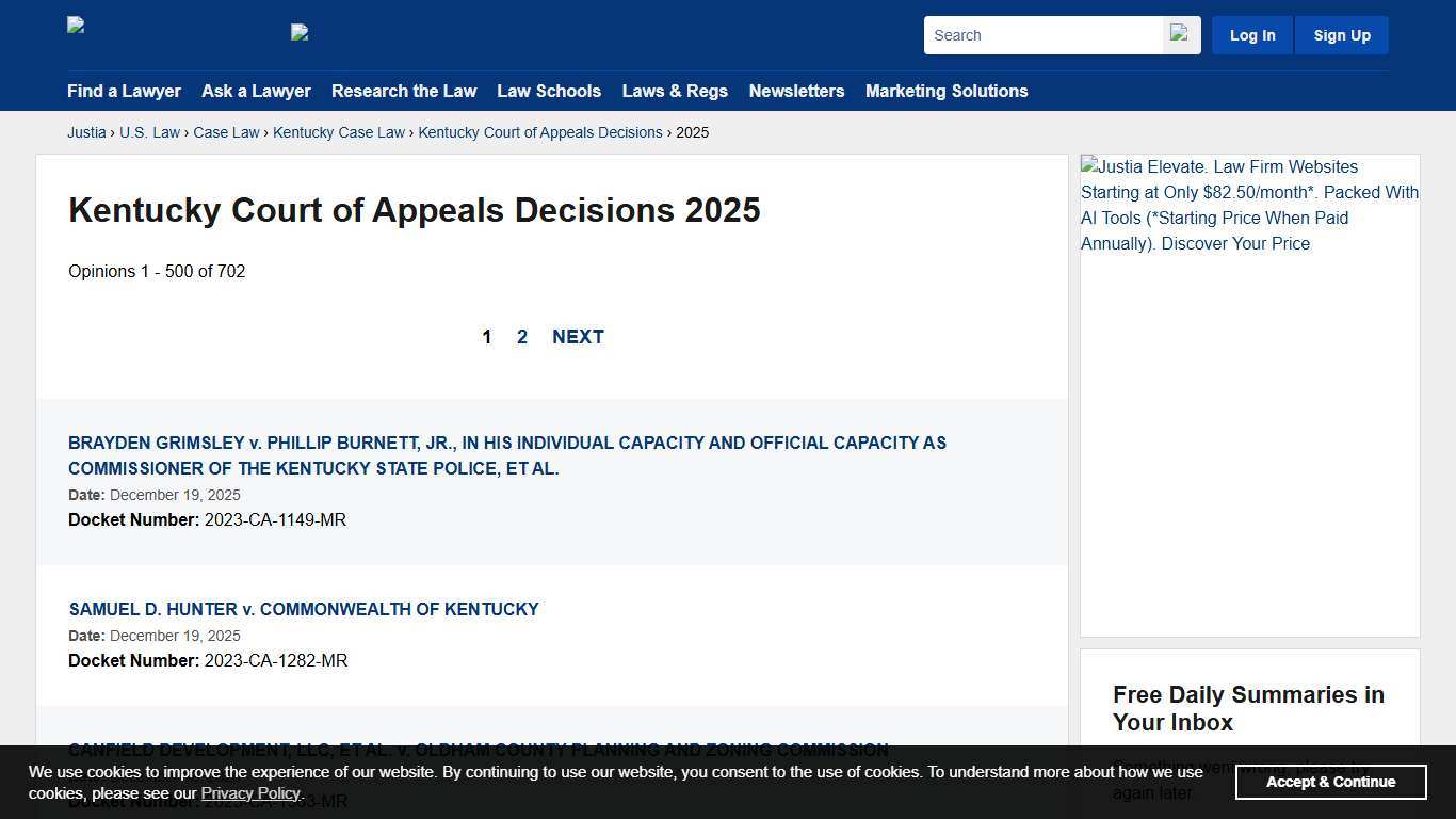 2025 :: Kentucky Court of Appeals Decisions :: Kentucky Case Law :: Kentucky Law :: U.S. Law :: Justia